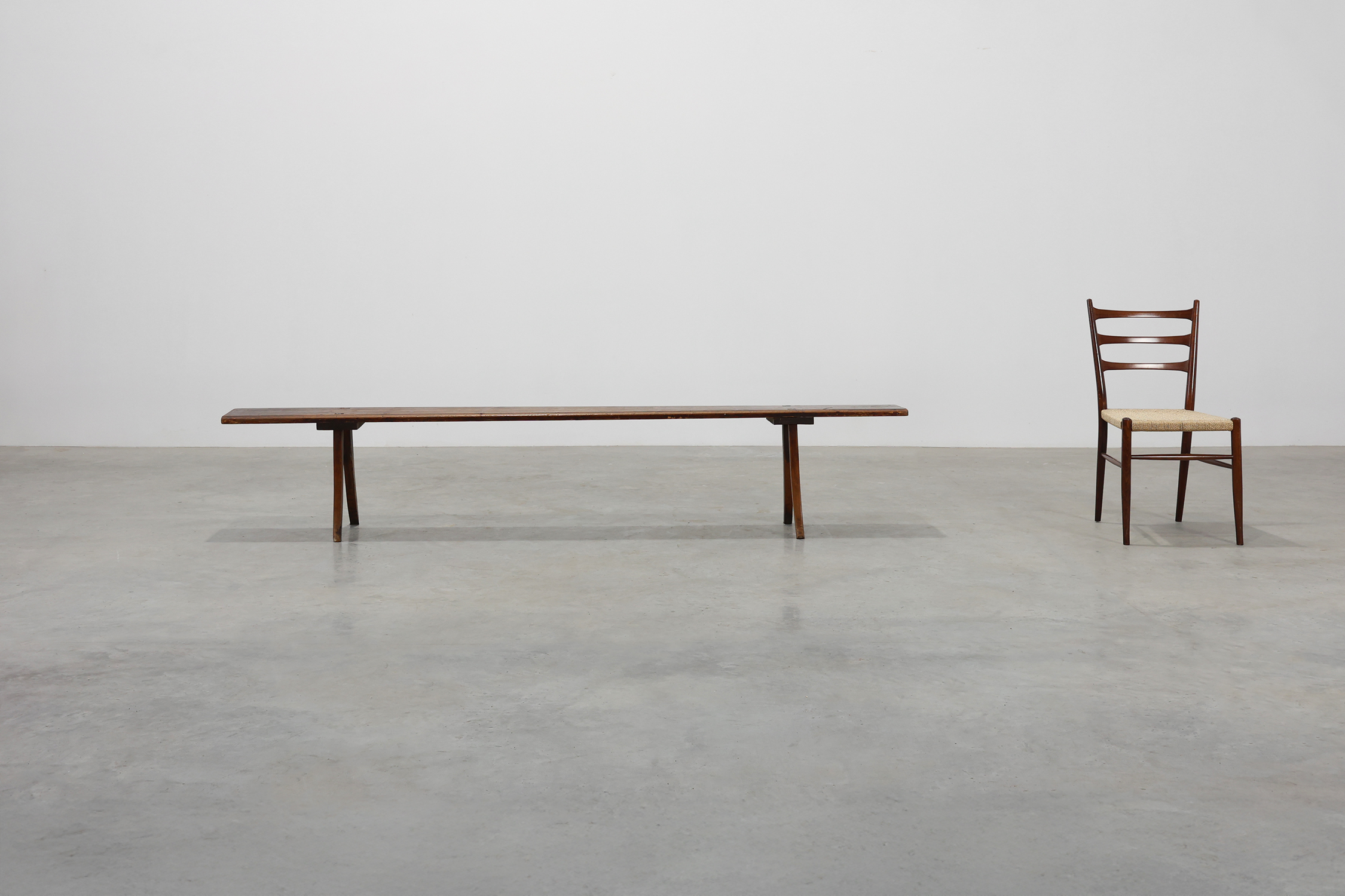 Large wabi sabi style wooden bench with beautiful patina, Japan 19th century thumbnail